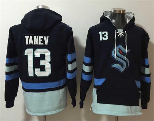 Seattle Kraken #13 Brandon Tanev Navy Ageless Must-Have Lace-Up Pullover Hoodie